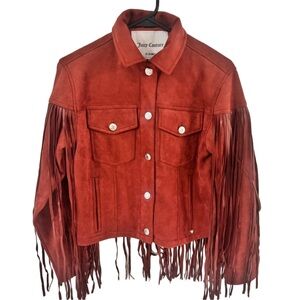 Juicy Couture Vibrant Rust Fringe Jacket